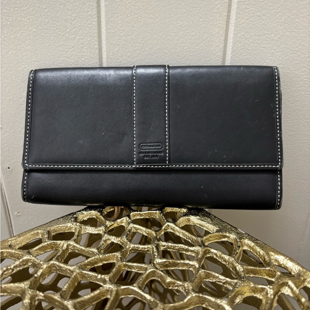 Coach Black Leather Clutch Wallet
